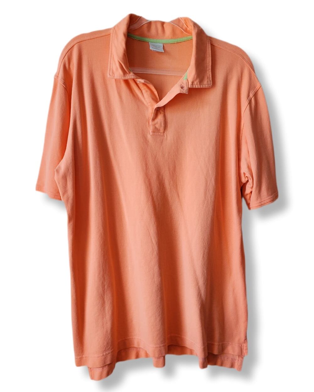 Women Collared Greens Organic Cotton Orange Polo Shirt Top XL Preppy Classic USA